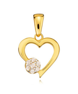 14k Gold Heart Pendant with Zirconia Stones | Elegant Romantic Jewellery