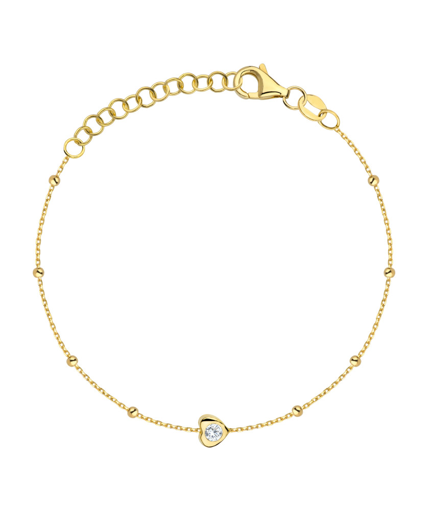 Gold-Plated Heart Bracelet with Cubic Zirconia