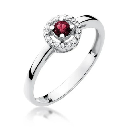 Gold ring with ruby, white gold, 0.15ct | GoldJewellery