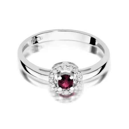 Gold ring with ruby, white gold, 0.15ct | GoldJewellery