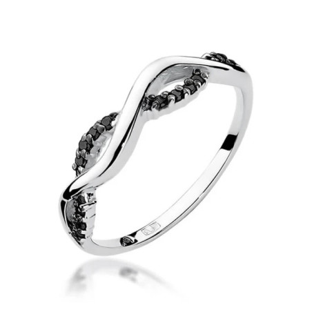 Ring with black diamonds, white gold, 0.07 ct | GoldJewellery