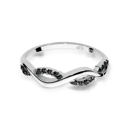 Ring with black diamonds, white gold, 0.07 ct | GoldJewellery
