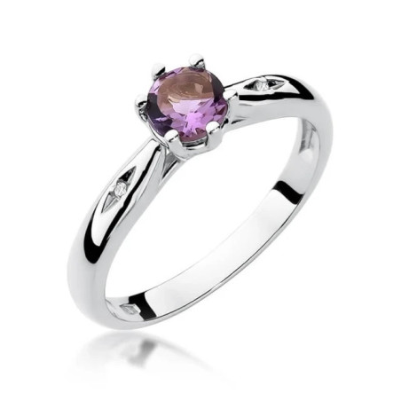 Engagement ring with amethyst white gold | GoldJewellery
