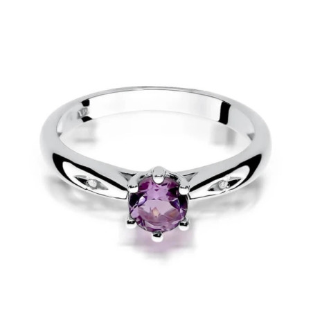 Engagement ring with amethyst white gold | GoldJewellery