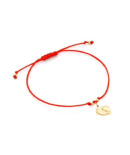 14k Gold Baby Feet Bracelet with 0.005ct Diamond | Red Cord Bracelet