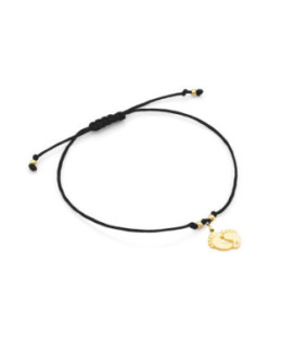 14k Gold Baby Feet Bracelet with 0.005ct Diamond | Black Cord Bracelet