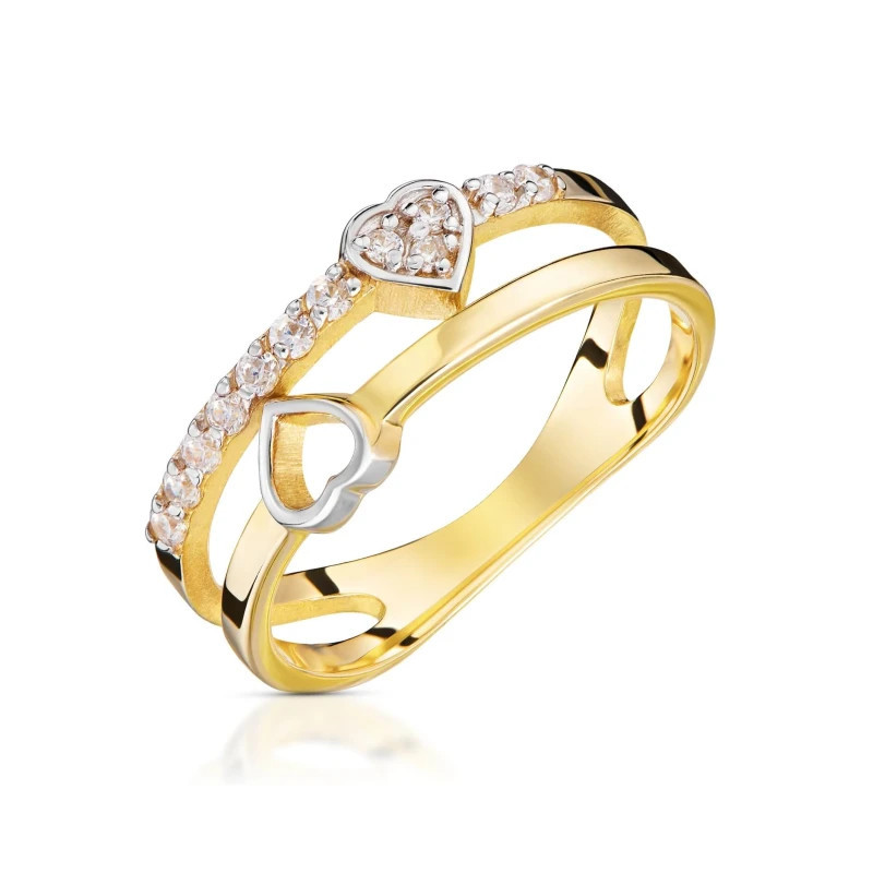 Gold heart ring 585 white stones P1.990P | GoldJewellery