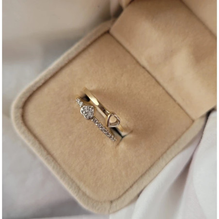 Gold heart ring 585 white stones P1.990P | GoldJewellery