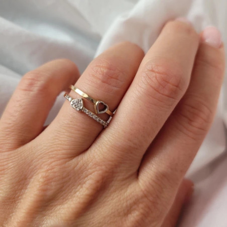 Gold heart ring 585 white stones P1.990P | GoldJewellery
