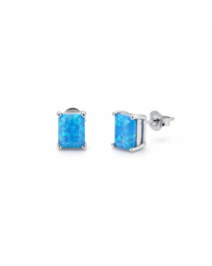 925 Silver Stud Earrings with Blue Iridescent Stone – Elegant Minimal Jewellery