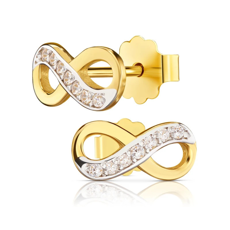 Gold infinity earrings with zircons 585 K3.2354P | GoldJewellery