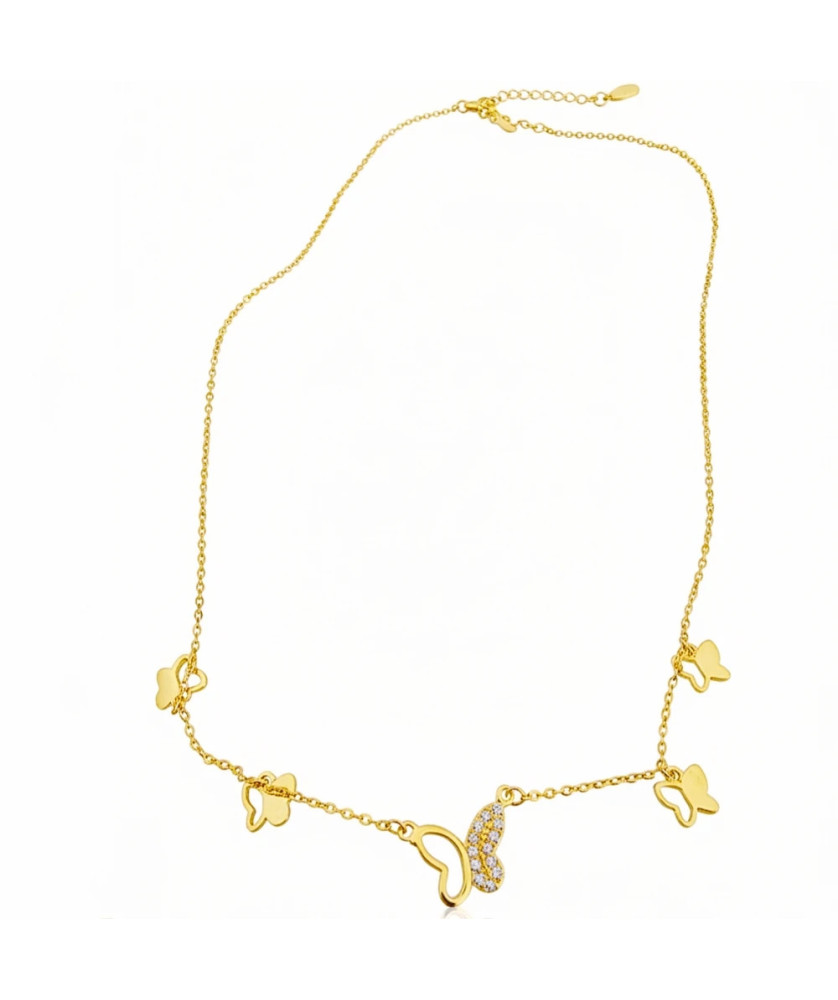 Gold-Plated Butterfly Necklace with Oval White Zirconia | Elegant Women’s Jewellery