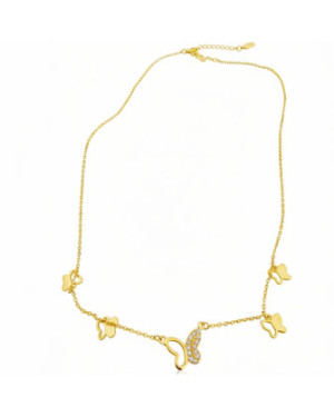Gold-Plated Butterfly Necklace with Oval White Zirconia | Elegant Women’s Jewellery
