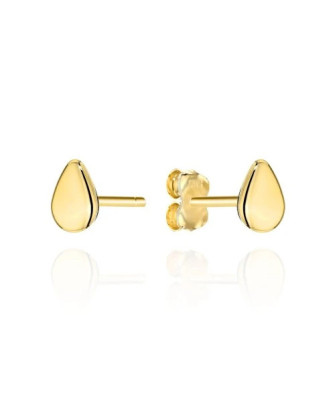 14k Gold Teardrop Stud Earrings – Minimalist Yellow Gold Jewellery