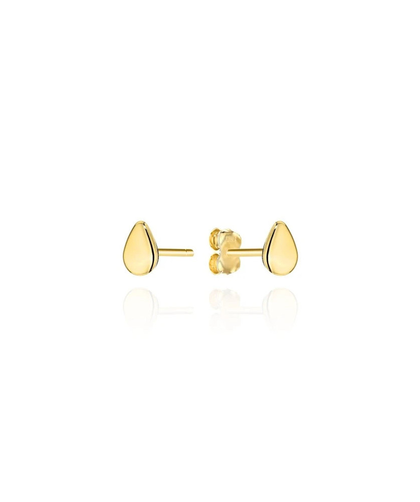 14k Gold Teardrop Stud Earrings – Minimalist Yellow Gold Jewellery