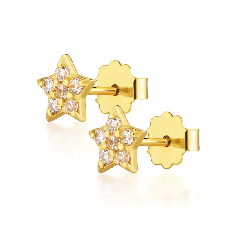 Gold star earrings 585 K3.2400P | GoldJewellery