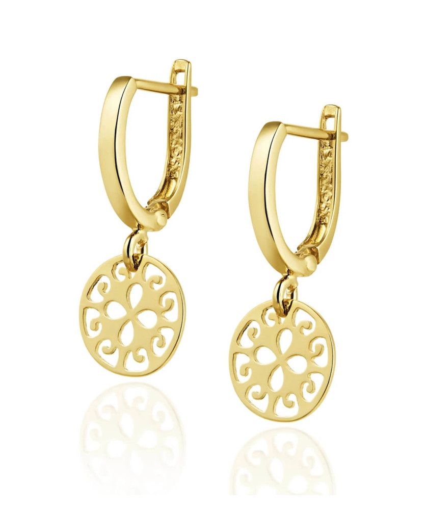 14k Gold Dangling Oriental Hoop Earrings – Elegant Women’s Gold Hoops