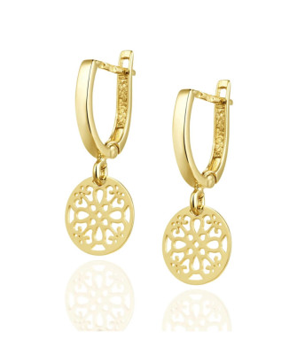 14k Gold Dangling Hoop Earrings – Elegant Drop Design