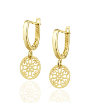14k Gold Dangling Hoop Earrings – Elegant Drop Design