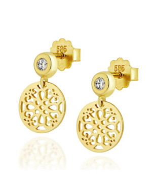 14k Gold Dangling Circle Earrings – Elegant Gold Drop Earrings
