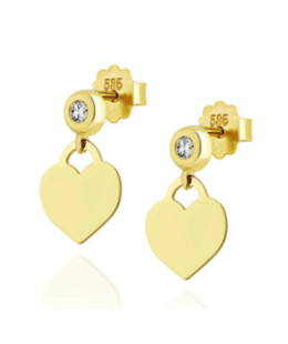 14k Gold Heart Earrings With Cubic Zirconia – Elegant & Feminine