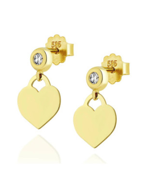 14k Gold Heart Earrings With Cubic Zirconia – Elegant & Feminine