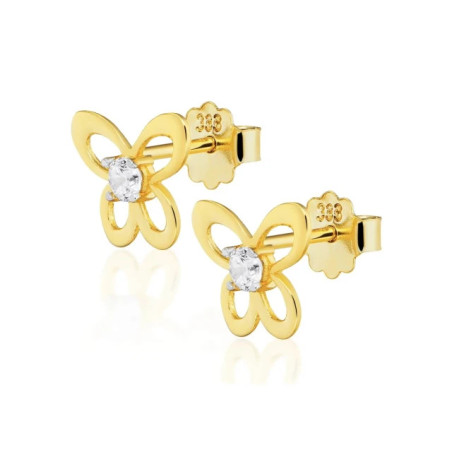 Gold earrings with butterflies, cubic zirconia 333 K1.1038m | GoldJewellery