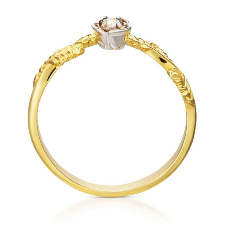 Ring with leaves, white eye 585 P1.1052rP | GoldJewellery