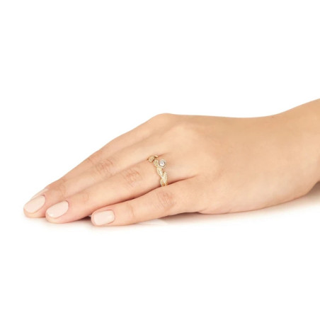 Ring with leaves, white eye 585 P1.1052rP | GoldJewellery
