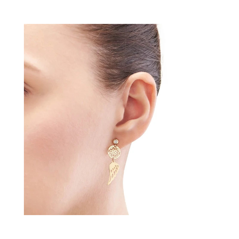 Gold hanging earrings Summer Wing, 585 cubic zirconia KZ.016P | GoldJewellery