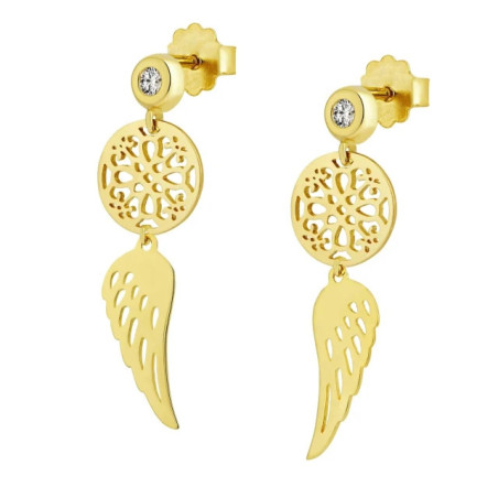 Gold hanging earrings Summer Wing, 585 cubic zirconia KZ.016P | GoldJewellery