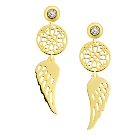 Gold hanging earrings Summer Wing, 585 cubic zirconia KZ.016P | GoldJewellery