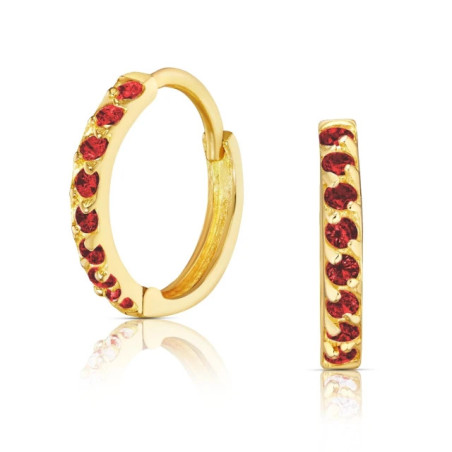 Gold earrings for girls, red zircons 333 K3.2329cr| GoldJewellery