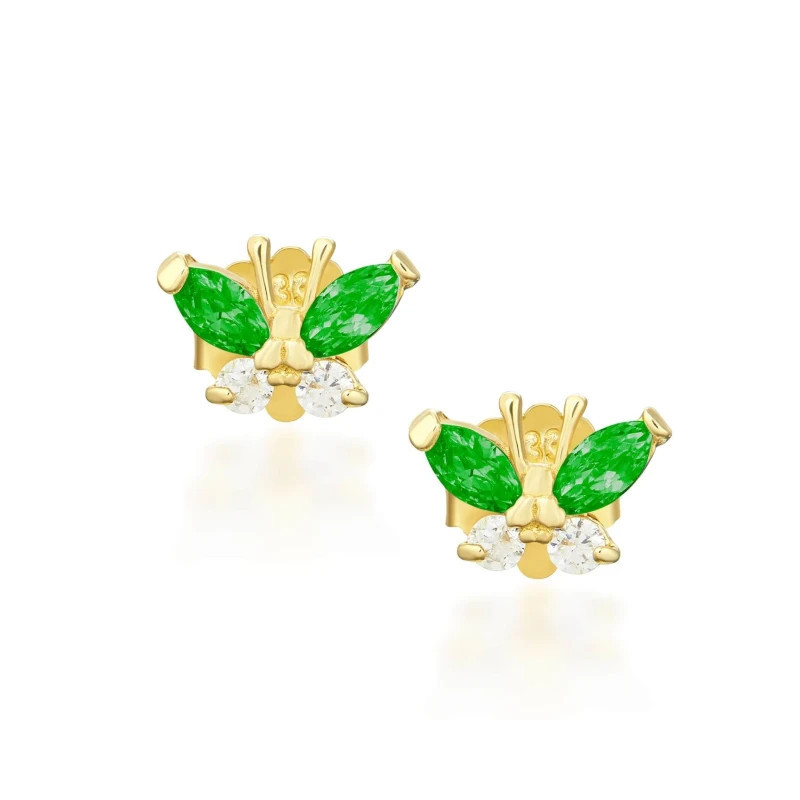 Gold earrings with green butterflies K1.158z| GoldJewellery Gold earrings with green butterflies K1.158z| GoldJewellery