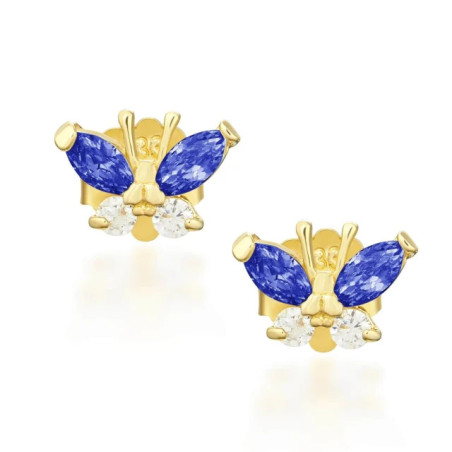 Gold earrings with green butterflies K1.158n| GoldJewellery