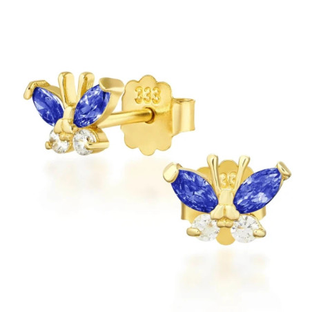 Gold earrings with green butterflies K1.158n| GoldJewellery