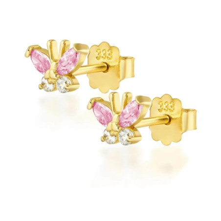 Gold earrings with pink butterflies K1.158r| GoldJewellery