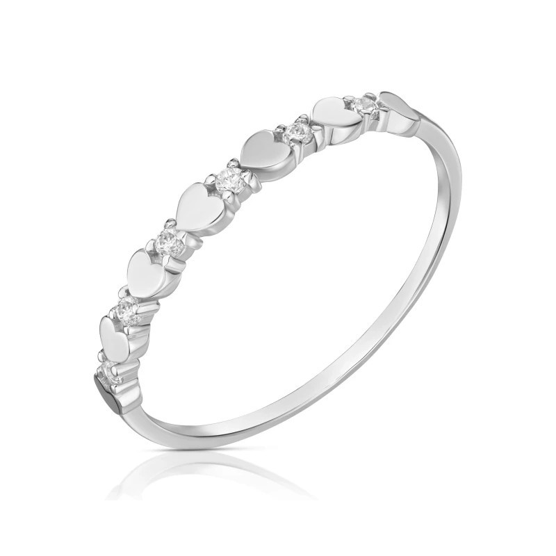 White gold ring with zircons 585 hearts P3.1663BP| GoldJewellery