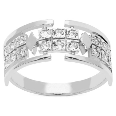 Wide silver ring with stones PS3.1271 | GoldJewellery