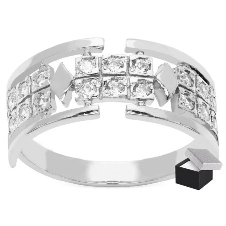 Wide silver ring with stones PS3.1271 | GoldJewellery