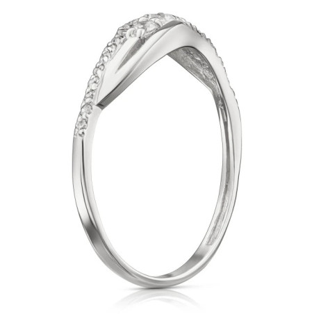Silver wave ring with zircons PS3.1513 | GoldJewellery