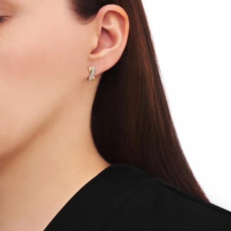Gold earrings interwoven with wave zircons K3.2386 | GoldJewellery