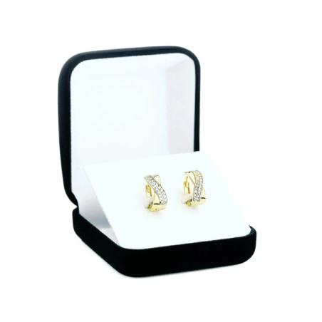 Gold earrings interwoven with wave zircons K3.2386 | GoldJewellery