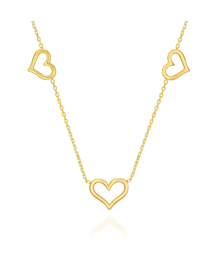 14k Gold Necklace with Three Hearts – Elegant Women’s Jewellery