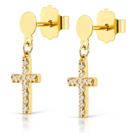 Gold earrings with a cross 585 K3.2482KRP | GoldJewellery