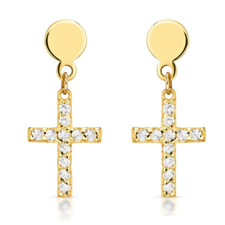 Gold earrings with a cross 585 K3.2482KRP | GoldJewellery