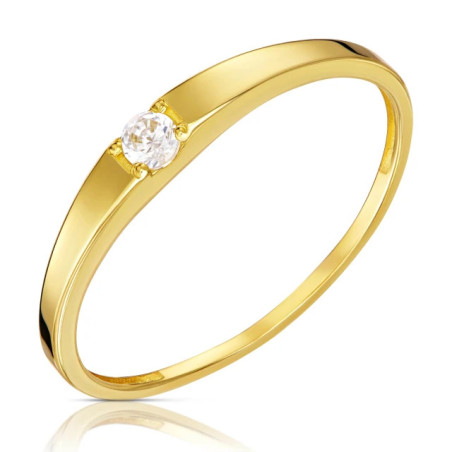 Minimalist ring with a white eyelet 333 P3.1670 | GoldJewellery