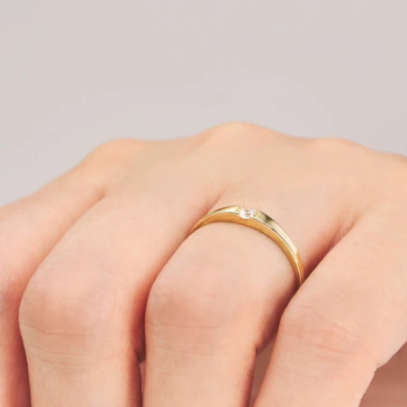 Minimalist ring with a white eyelet 333 P3.1670 | GoldJewellery