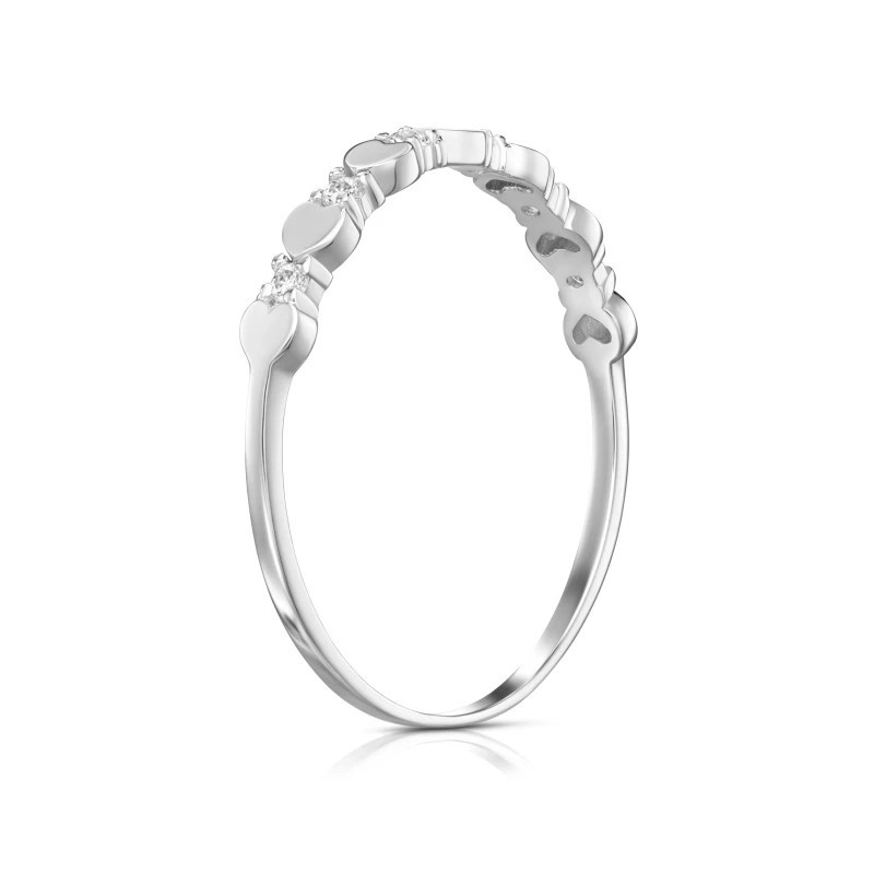 Silver heart ring with white zircons PS3.1663| GoldJewellery