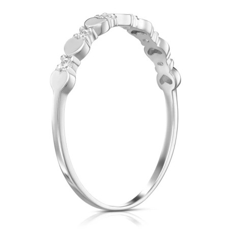 Silver heart ring with white zircons PS3.1663| GoldJewellery
